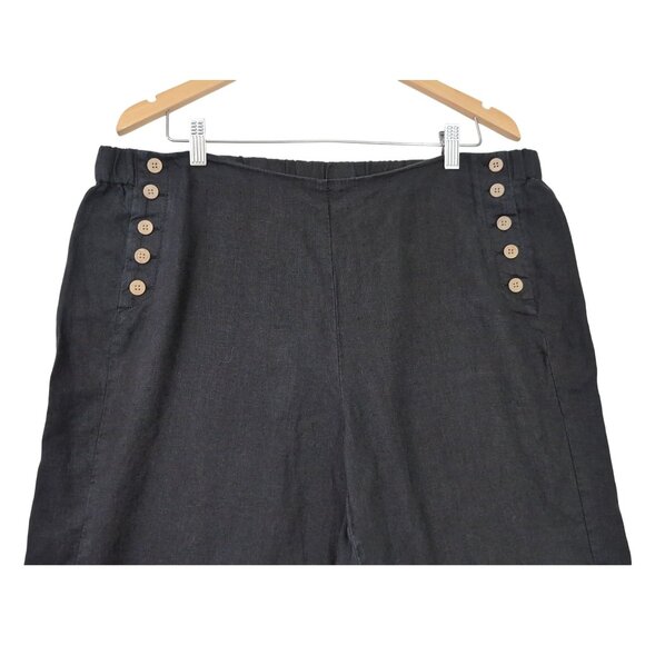 J Jill Love Linen Cropped Wide Leg Pants Womens XL Black Pull On Capsule Travel - Picture 2 of 11